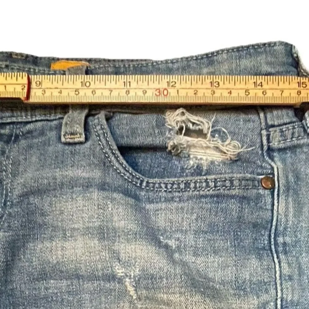 Pilcro Hyphen Anthropologie Distressed Denim Shorts Size 26 Cuffed Roll Up Jean - Picture 7 of 9